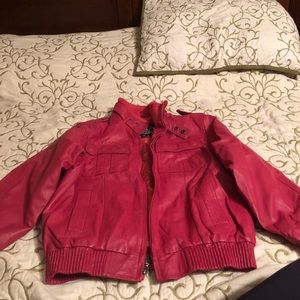 Girl’s pink leather jacket